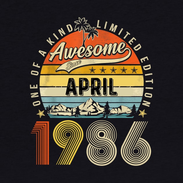 Awesome Since April 1986 Vintage 37th Birthday by Red and Black Floral